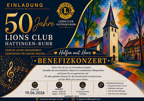 Benfizkonzert "Helfen mit Herz" 50 Jahre Lions-Club Hattingen-Ruhr Benfizkonzert "Helfen mit Herz" 50 Jahre Lions-Club Hattingen-Ruhr